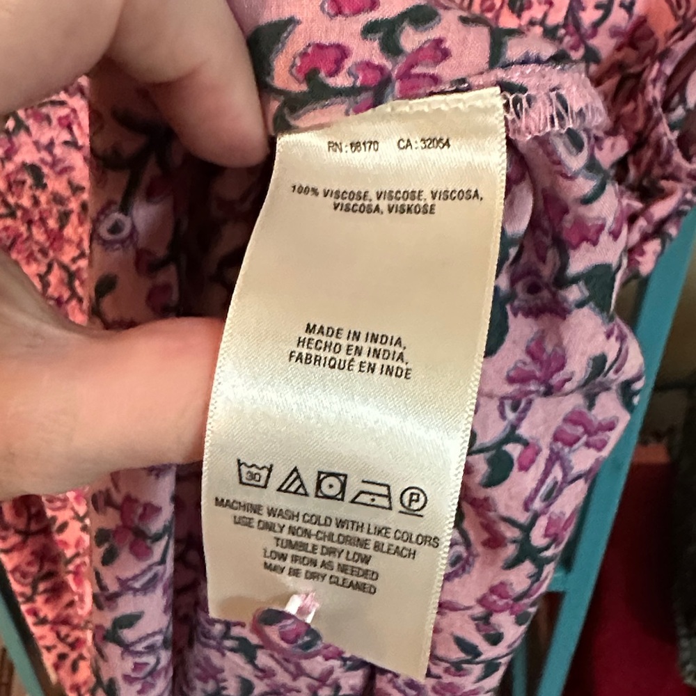 Maeve Vibrant Pink with Green Floral Patterned V-neck Blouse - Picture 3 of 8